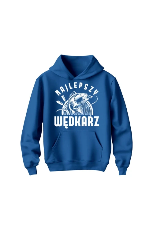 Bluza dziecięca z kapturem Najlepszy wędkarz - niebieska