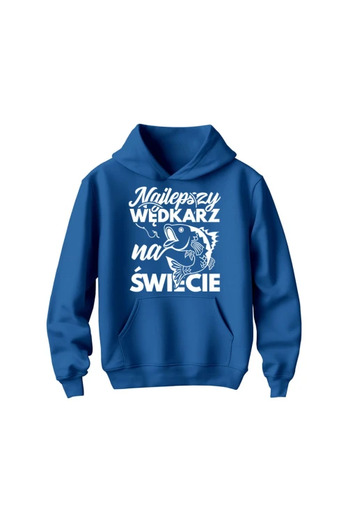 Bluza dziecięca z kapturem Najlepszy wędkarz na świecie - niebieska