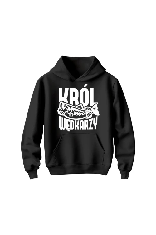Bluza dziecięca z kapturem Król wędkarzy - czarna