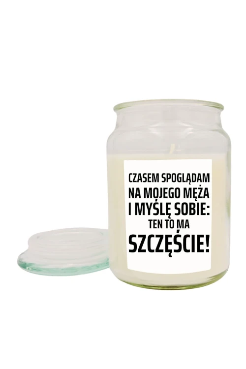 Duża świeca zapachowa Czasem spoglądam na mojego męża i myślę sobie ten to ma szczęście - kwitnący jaśmin