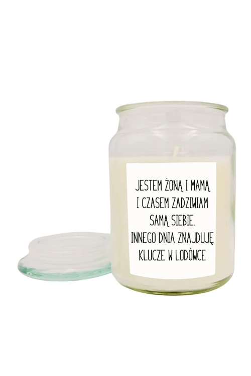 Duża świeca zapachowa Jestem żoną i mamą i czasem zadziwiam samą siebie - kwitnący jaśmin