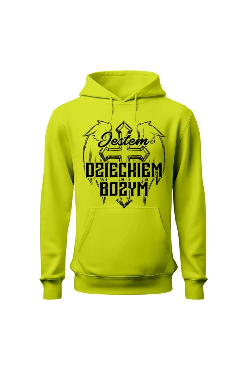 Bluza męska z kapturem Jestem Dzieckiem Bożym - limonka