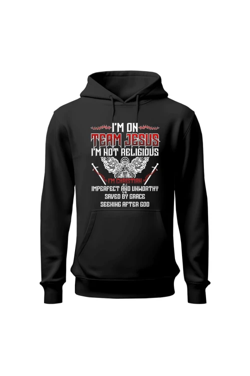 Bluza męska z kapturem I'm on team Jesus - czarna