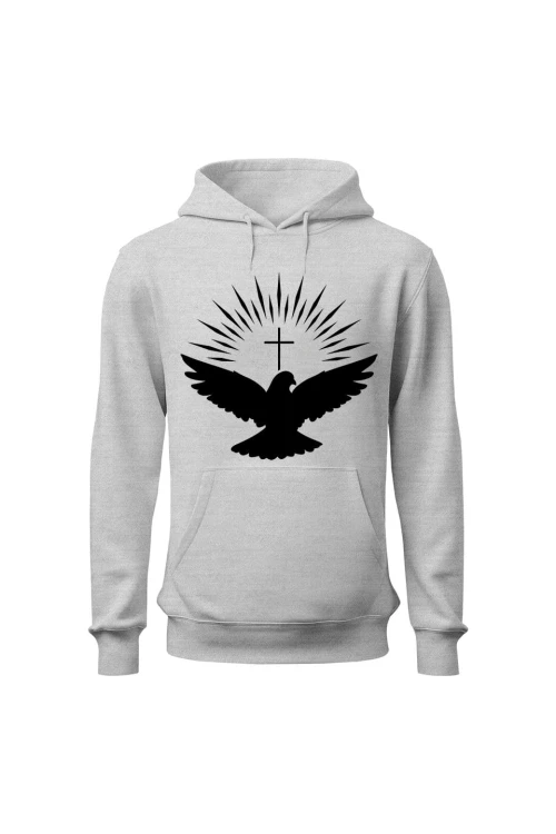 Bluza męska z kapturem Gołąb duch święty - szara