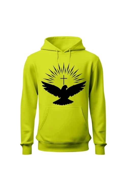 Bluza męska z kapturem Gołąb duch święty - limonka