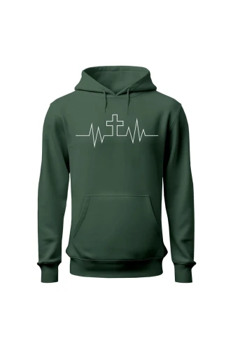 Bluza męska z kapturem Bicie serca nadruk religijny