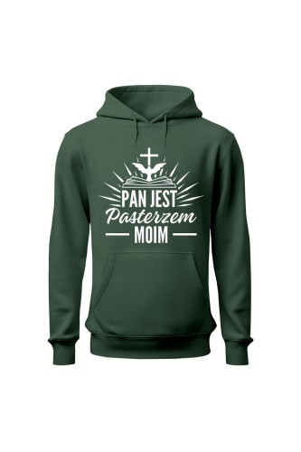 Bluza męska z kapturem Pan jest pasterzem moim - zielona