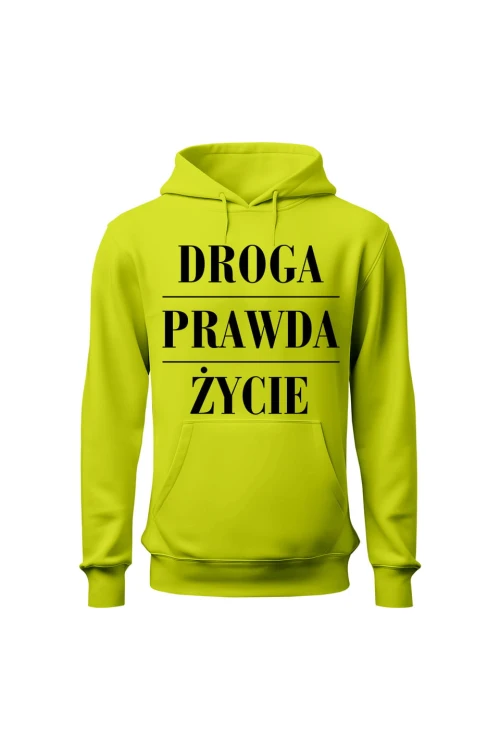 Bluza męska z kapturem Droga prawda życie - limonka