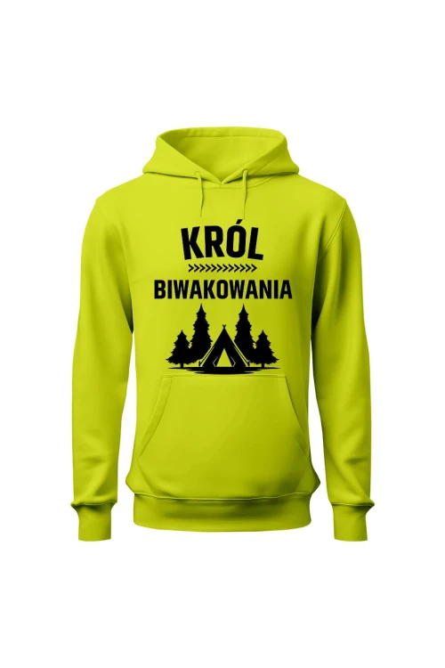 Bluza męska z kapturem Król biwakowania - limonka