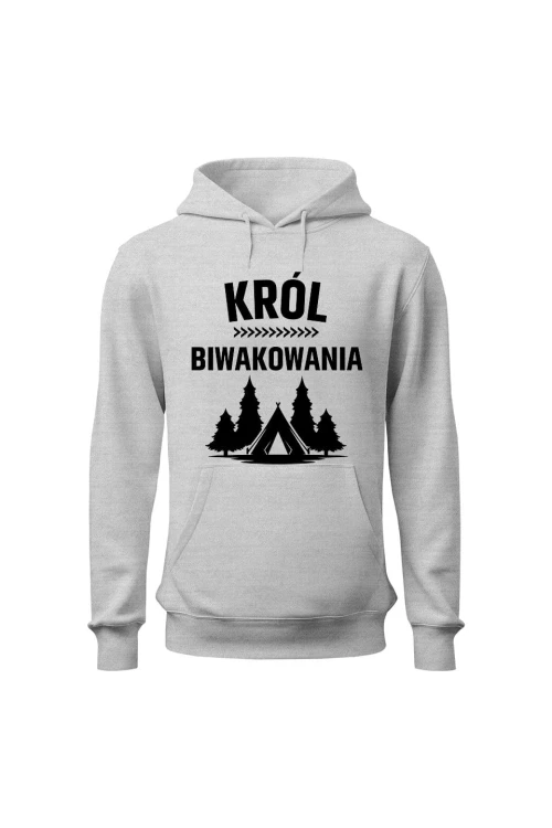 Bluza męska z kapturem Król biwakowania - szara