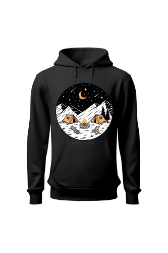 Bluza męska z kapturem Biwak Nocą - czarna