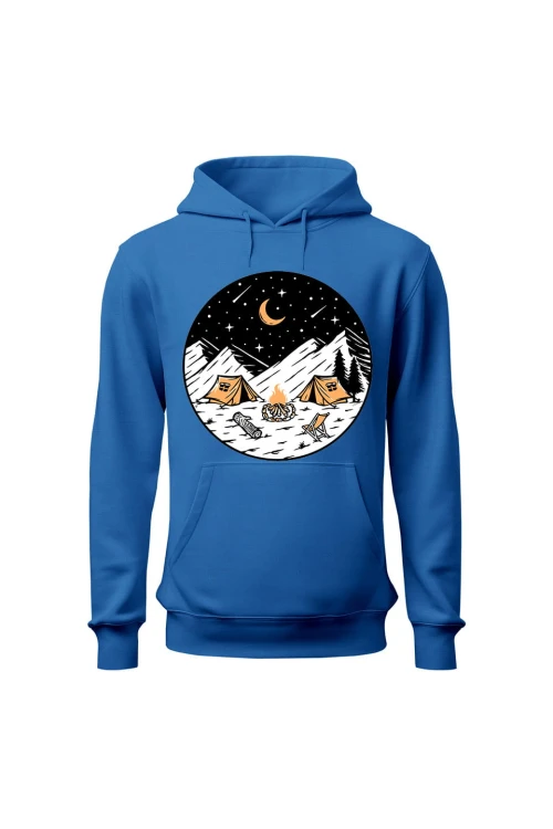Bluza męska z kapturem Biwak Nocą - niebieska