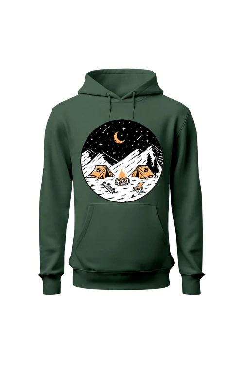 Bluza męska z kapturem Biwak Nocą - zielona