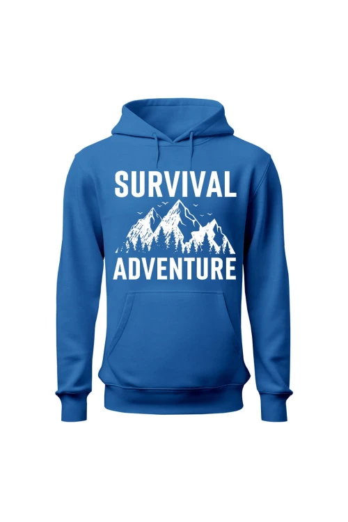 Bluza męska z kapturem Survival Adventure - niebieska