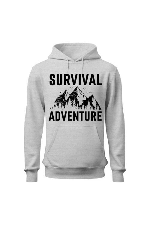 Bluza męska z kapturem Survival Adventure - szara