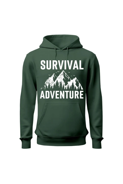 Bluza męska z kapturem Survival Adventure - zielona