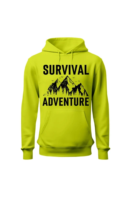Bluza męska z kapturem Survival Adventure - limonka