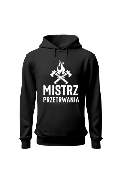 Bluza męska z kapturem Mistrz przetrwania - czarna