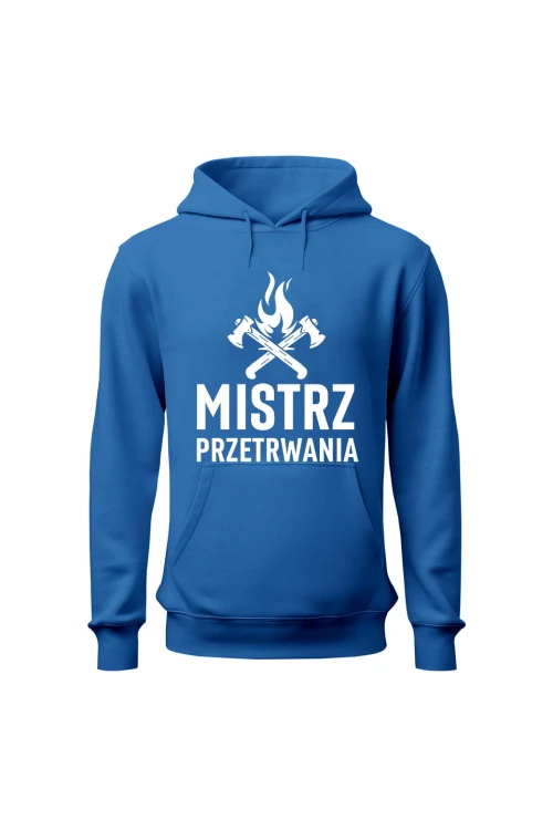 Bluza męska z kapturem Mistrz przetrwania - niebieska