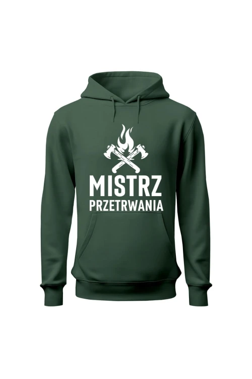 Bluza męska z kapturem Mistrz przetrwania - zielona