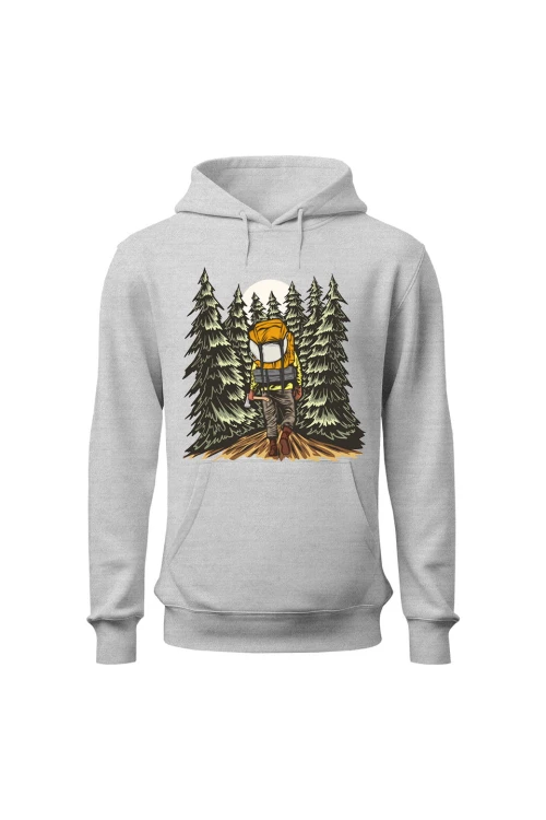 Bluza męska z kapturem W lesie - szara