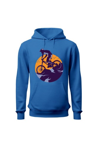 Bluza męska z kapturem Enduro MTB Góry - niebieska