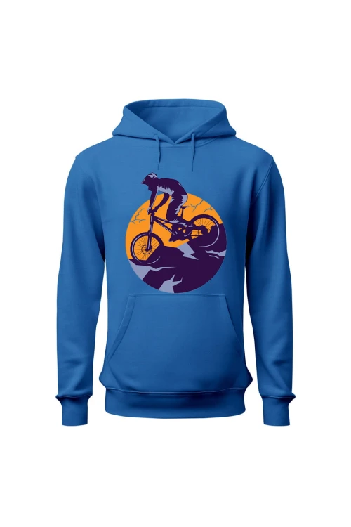 Bluza męska z kapturem Enduro MTB Góry - niebieska