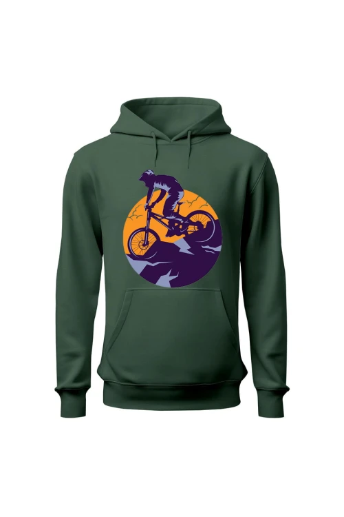 Bluza męska z kapturem Enduro MTB Góry - zielona