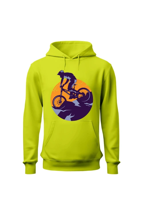 Bluza męska z kapturem Enduro MTB Góry - limonka