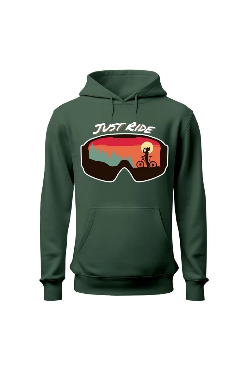 Bluza męska z kapturem Just Ride Gogle - zielona