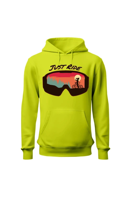 Bluza męska z kapturem Just Ride Gogle - limonka