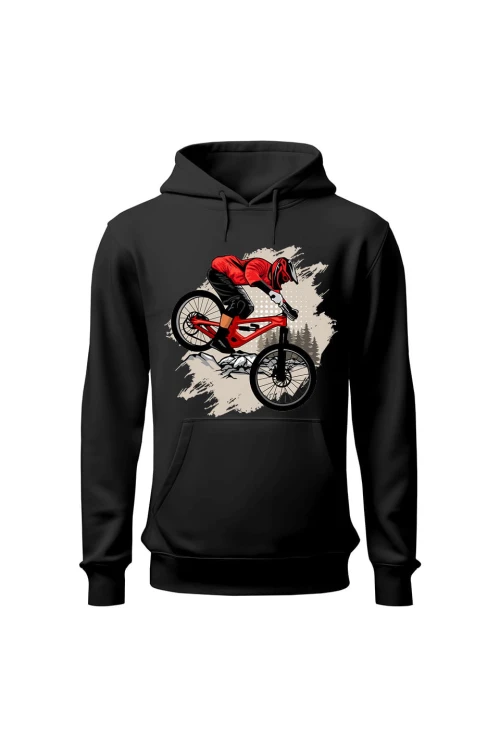 Bluza męska z kapturem Downhill Zjazd - czarna