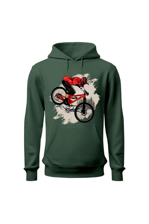 Bluza męska z kapturem Downhill Zjazd - zielona