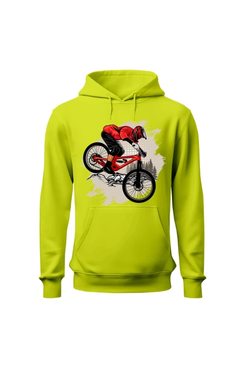 Bluza męska z kapturem Downhill Zjazd - limonka