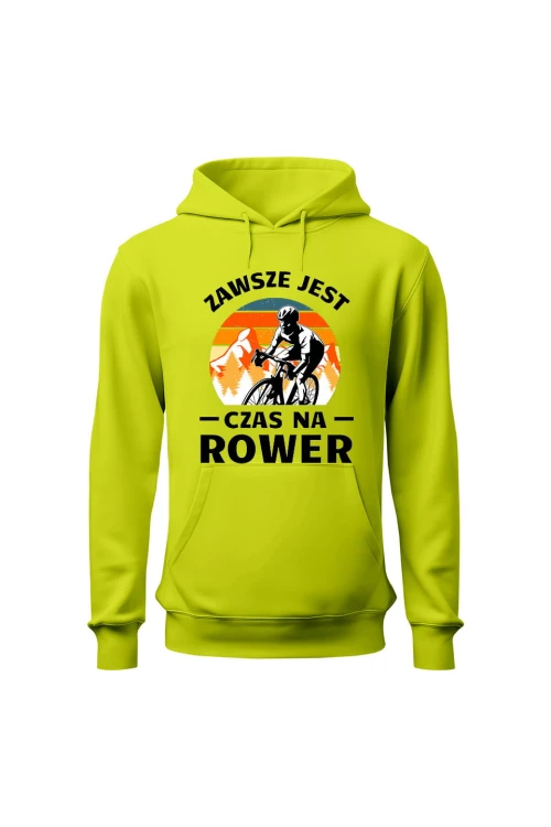 Bluza męska z kapturem Zawsze jest czas na rower Szosa - limonka