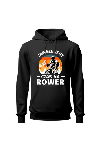 Bluza męska z kapturem Zawsze jest czas na rower Szosa - czarna