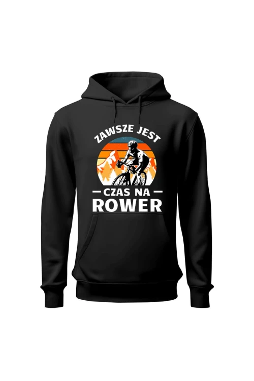 Bluza męska z kapturem Zawsze jest czas na rower Szosa - czarna