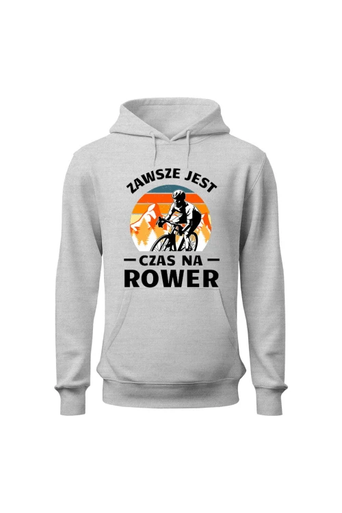 Bluza męska z kapturem Zawsze jest czas na rower Szosa - szara