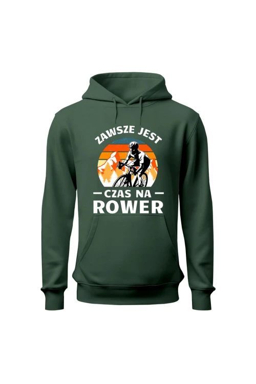 Bluza męska z kapturem Zawsze jest czas na rower Szosa - zielona