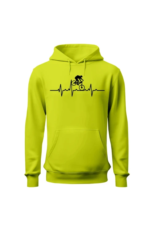 Bluza męska z kapturem Rower MTB Bicie serca - limonka