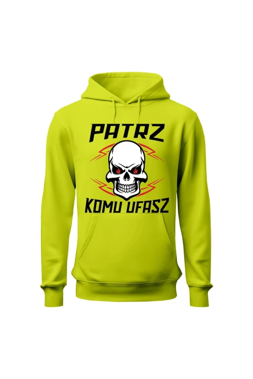 Bluza męska z kapturem Patrz komu ufasz - limonka