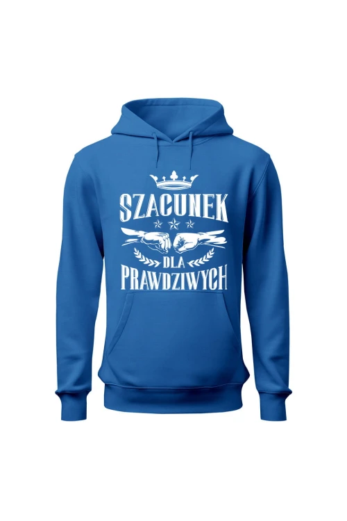 Bluza męska z kapturem Szacunek dla Prawdziwych - niebieska