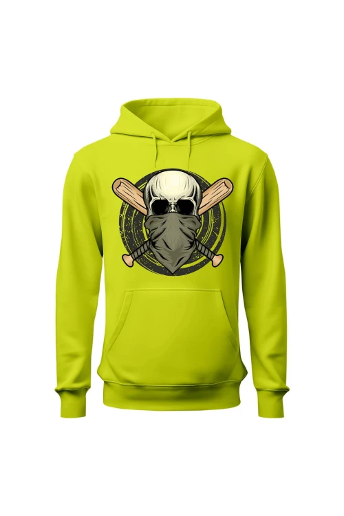 Bluza męska z kapturem Czaszka - limonka