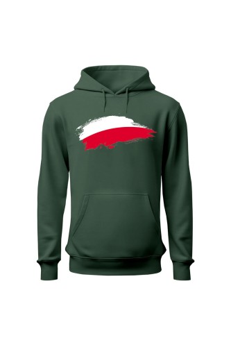 Bluza męska z kapturem Polska Flaga - zielona