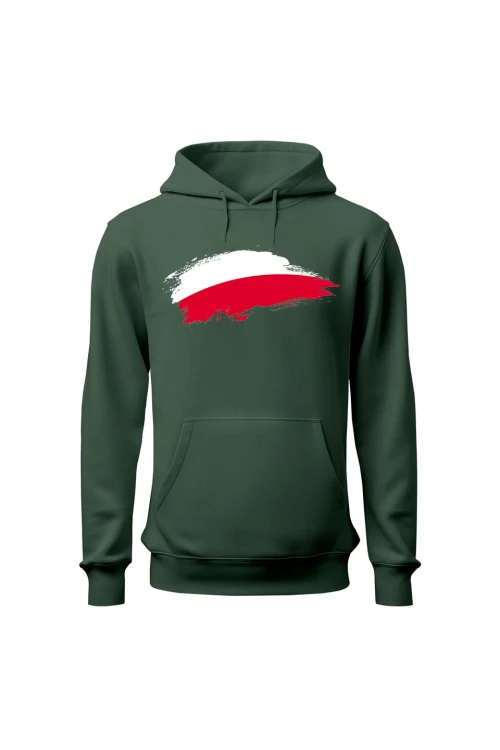 Bluza męska z kapturem Polska Flaga - zielona