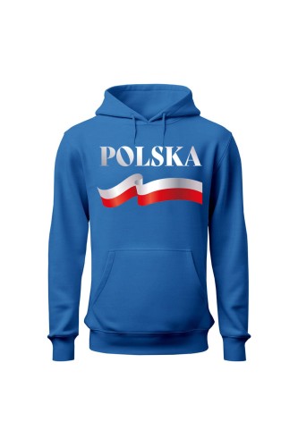Bluza męska z kapturem POLSKA - niebieska