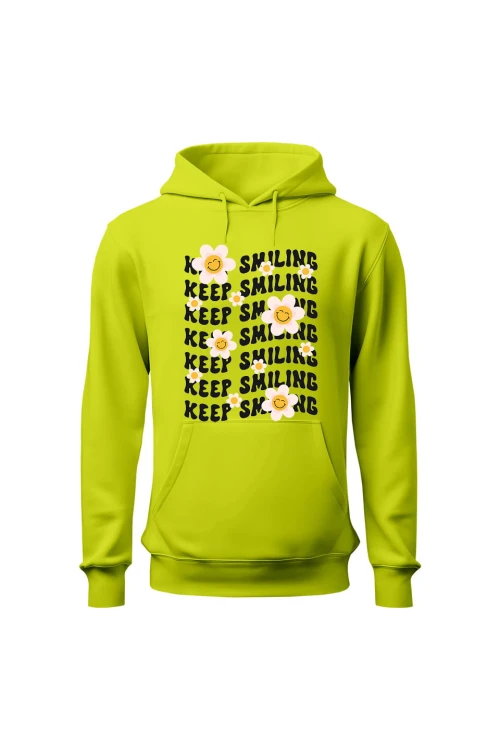 Bluza męska z kapturem Keep Smiling - limonka