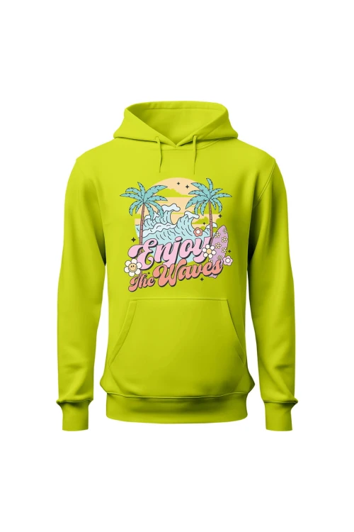 Bluza męska z kapturem Enjoy the waves - limonka