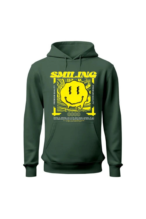 Bluza męska z kapturem Smiling - zielona