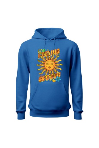 Bluza męska z kapturem Feeling Groovy - niebieska